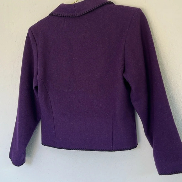 Vintage 80s Western Style Purple Wool Stitched Blazer S - Picture 11 of 12
